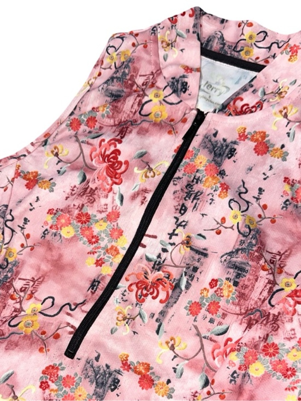 Terry Vintage Women's Size S Pink Floral Print Sleeveless Cycling Jersey Top